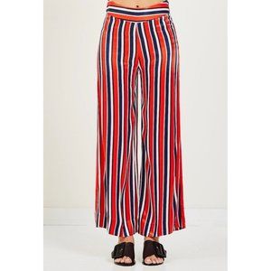 Just Female Mynte Red Striped Satin Trousers Size Small